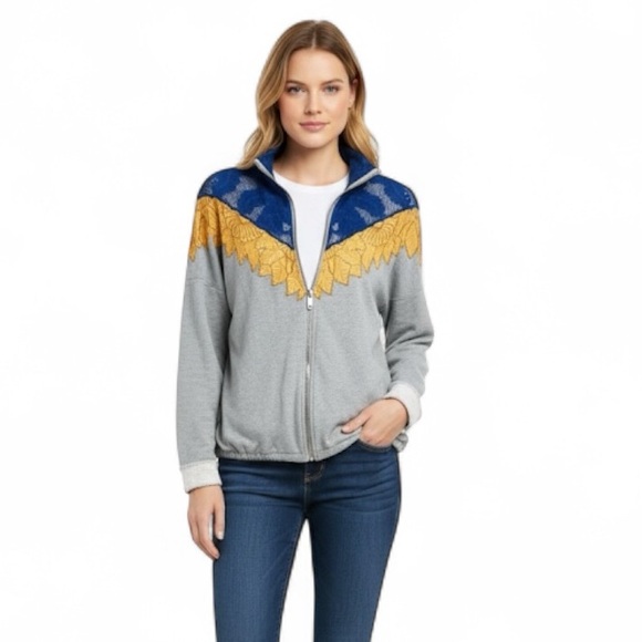 Freepeople.Size small. Isla pullover oversized front zip crochet sweatshirt - Picture 1 of 15